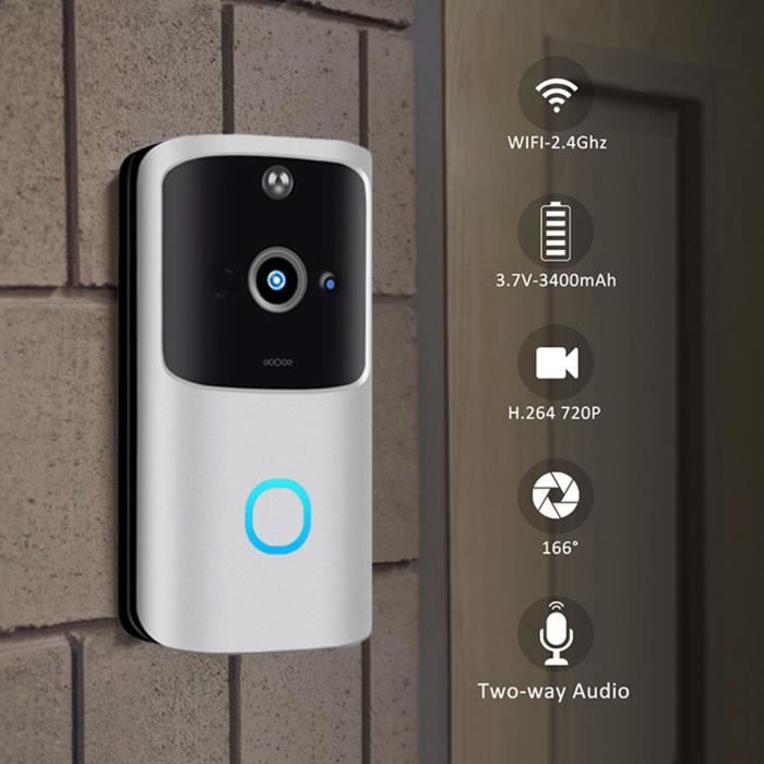 Sans fil WiFi DoorBell Smart Video Phone Interphone visuel Sonnette Caméra sécurisée 440