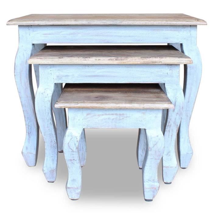 Style Élégance Chic - Lot de 3 Tables gigognes Table basse Table d'appoint - Bois de récupération massif - 27745