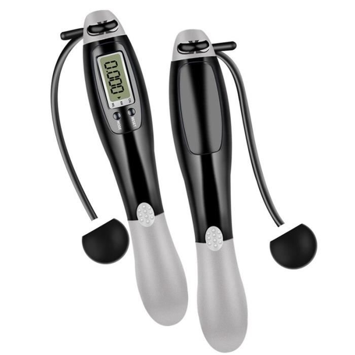 Corde à Sauter,Ensemble de cordes à sauter électroniques sans fil,écran LCD intelligent,compteur de vitesse- Black-Cordless