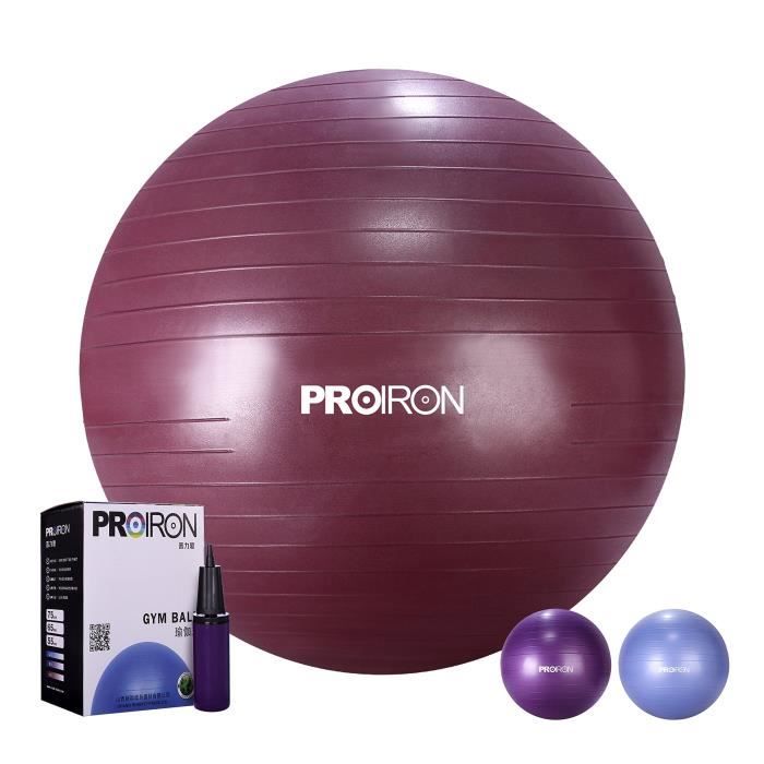PROIRON Ballon de Fitness Suisse Epais Exercice de Yoga Gym Stabilité Anti-explosion avec Pompe à Main 65cm-75cm