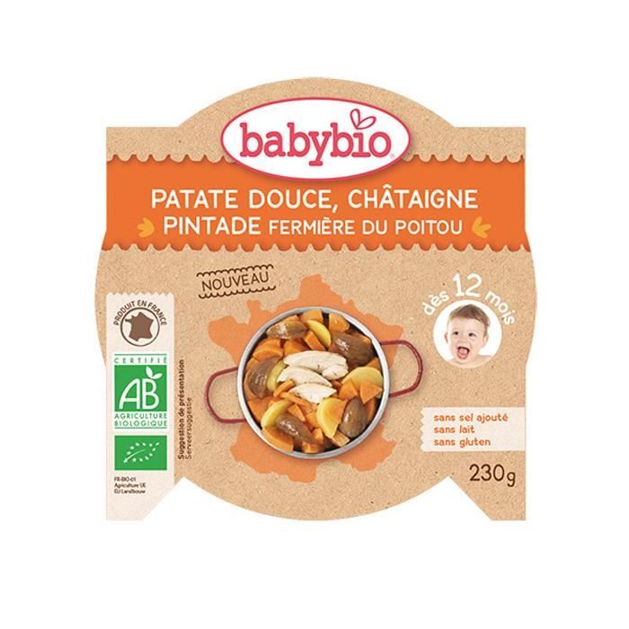 Babybio - Assiette Patate douce Chataigne Pintade - Bio - 230g - Dès 12 mois
