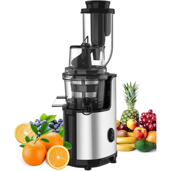 Extracteur de Jus de Fruits et Légumes Slow Juicer Presse à Froid Machine avec Moteur Silencieux Adapté à Tous les Fruits et Légumes