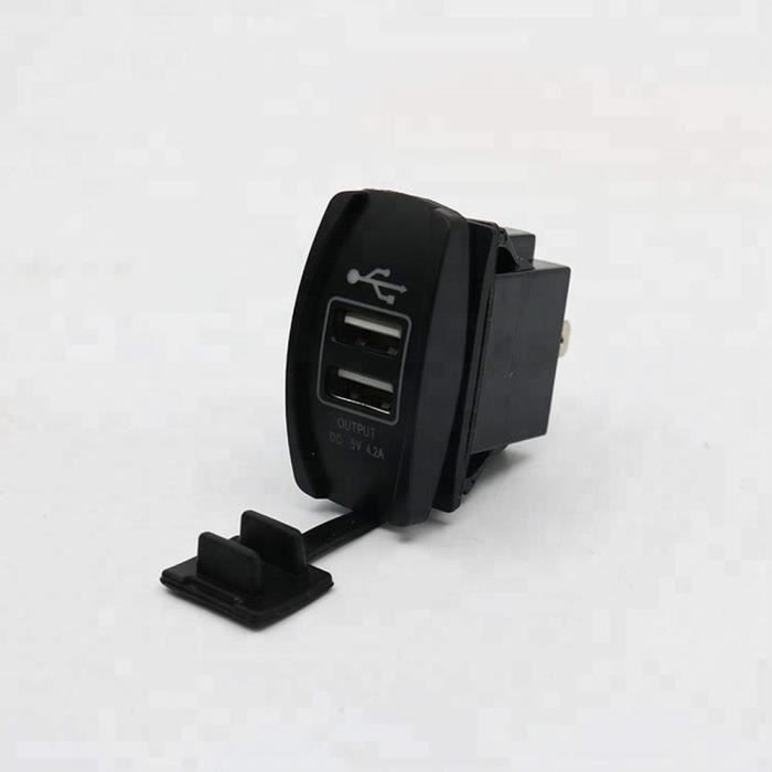Garosa Chargeur de voiture double USB Double prise de chargeur de voiture USB Bleu LED Dispositif de charge Modification automobile
