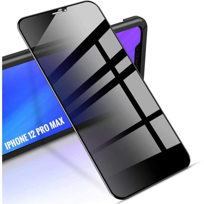 Verre trempé intégral iPhone 12 Pro Max Anti Espion Film Noir Vitre Protection Ecran GHL Tech