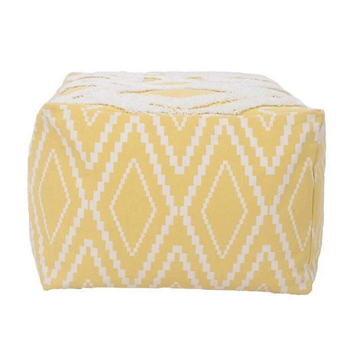Doux Boho Pouf Couverture Repose-pieds Coussin Touffeté Tissage Glands Ferme Fermeture Éclair Repose-pieds Housse Jaune Urbain
