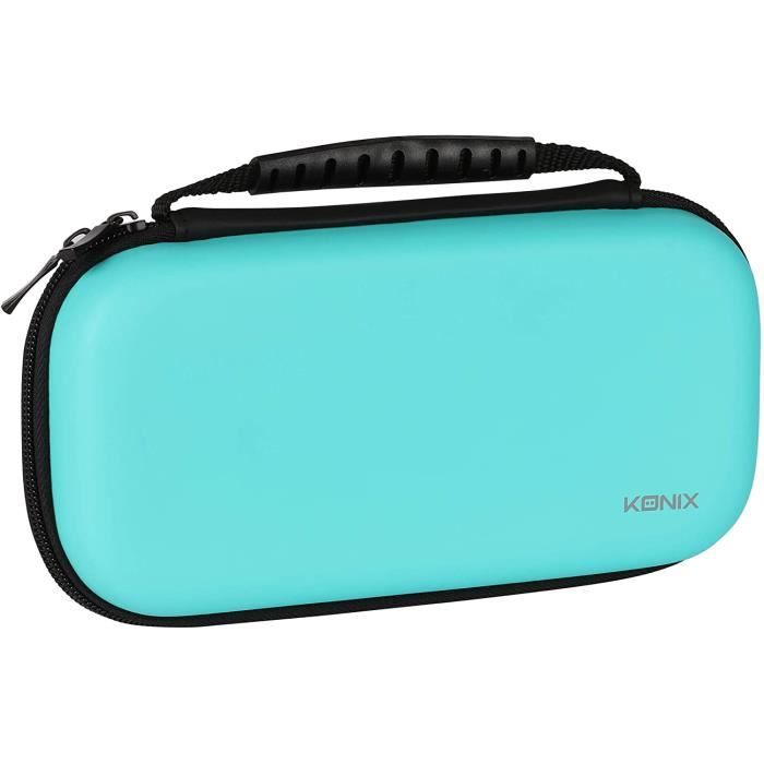 Housse Nintendo Switch Lite Turquoise avec poignée de transport confortable - Etui Switch Lite Case 12 Compartiments