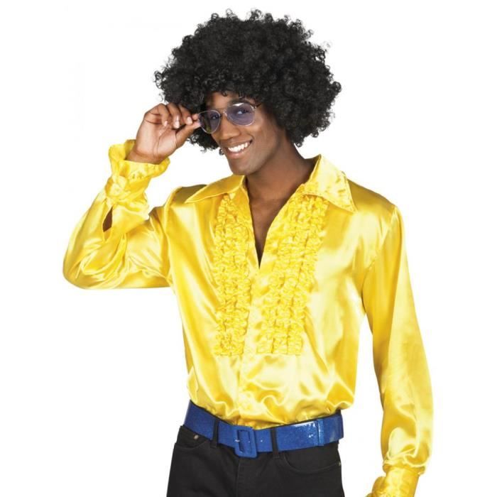 Chemise disco jaune homme