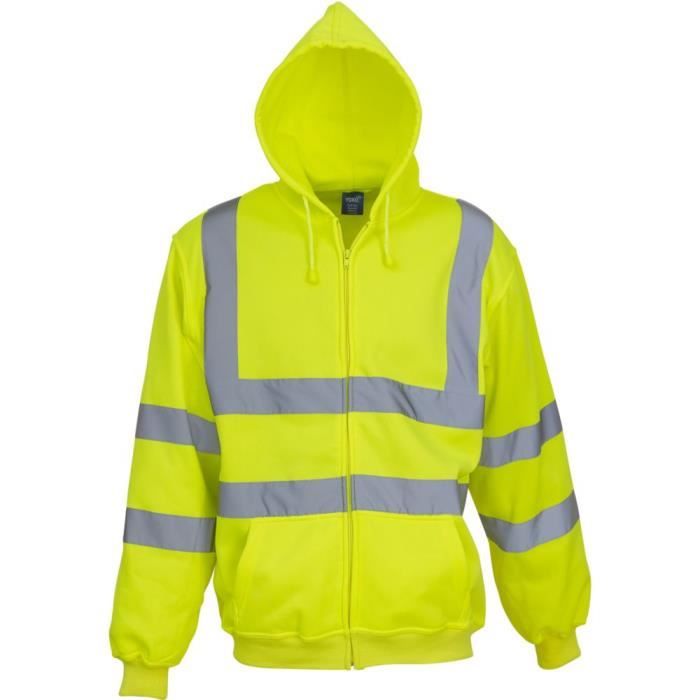 Sweat-shirt de travail zippé à capuche Yoko haute visibilité - Jaune Fluo - S