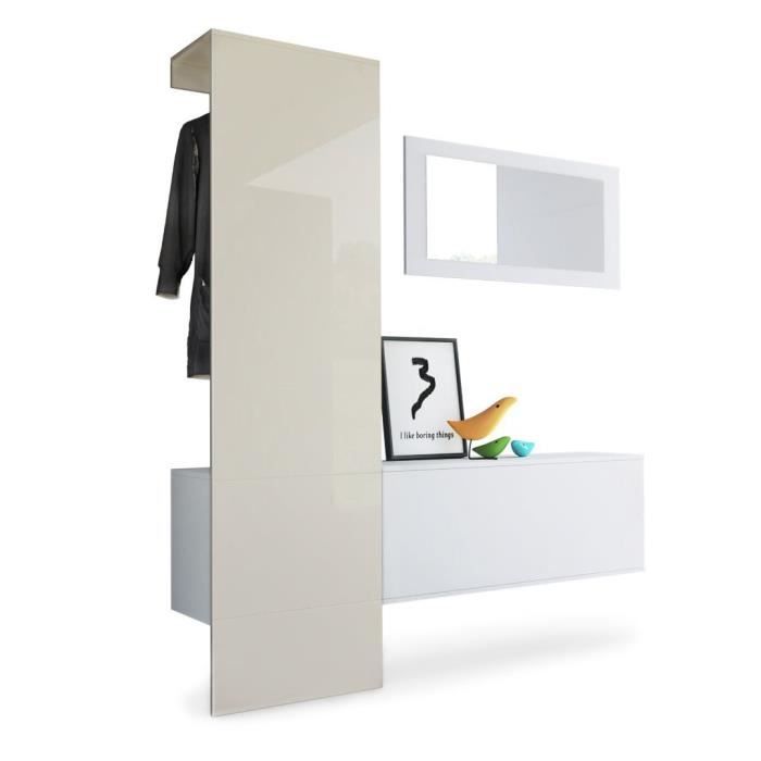 Vestiaire blanc mat panneau Crème laqué