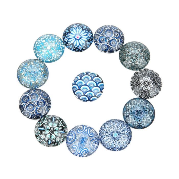 20 pièces 25 mm patchs en verre bricolage créatifs de temps de rondes série de couleurs bleu-gris en élégants de VERNIS A ONGLES