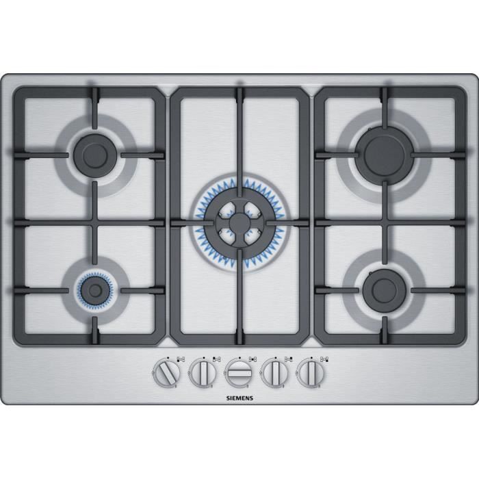 Siemens - plaque de cuisson gaz 75cm 5 feux inox - eg7b5qb90