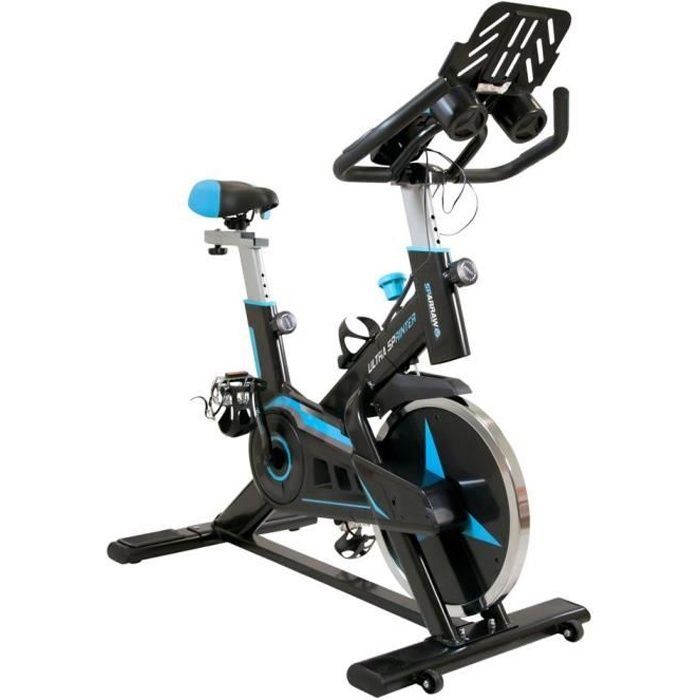 Vélo d'appartement Spinning ULTRA SPRINTER - Exercice bike avec roue d'inertie 22Kg et résistance manuelle magnétique