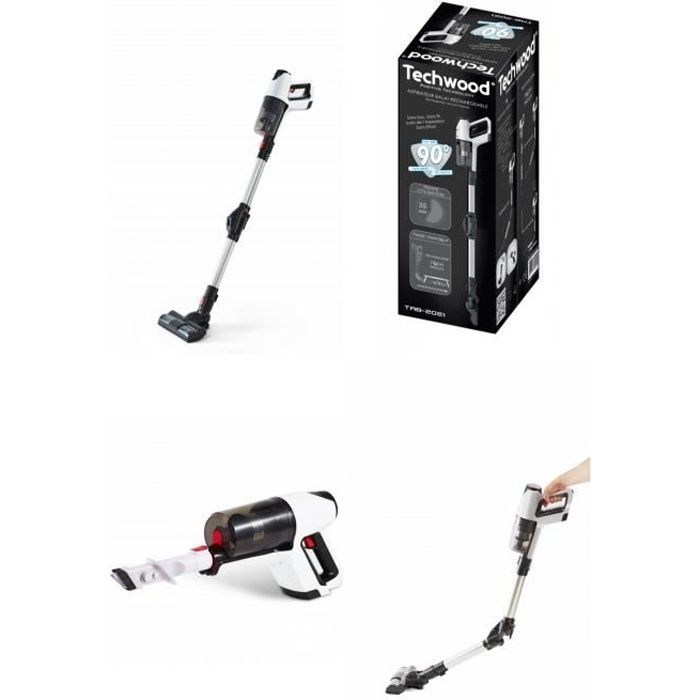 Aspirateur Sans Fil blanc avec Tube FLEXIBLE ET PLIABLE Brosse 3 en 1