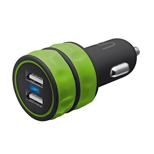 Chargeur allume cigare 2 ports Vert 2X10W
