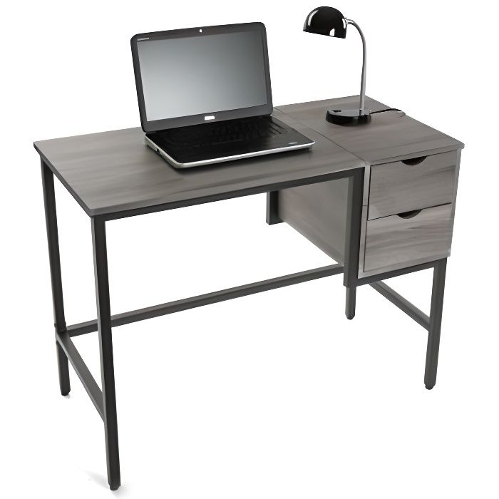 Bureau industriel bois gris et acier BURO