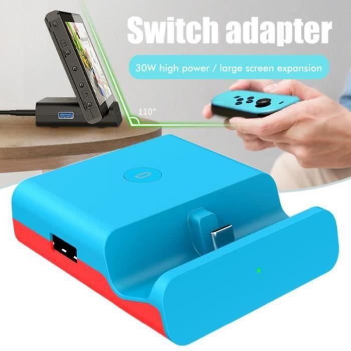 AWY22298-Support de charge station de charge pour Switch TV Convertisseur Adaptateur Support Type-C Chargeur Support Bleu