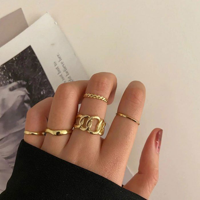 Lot De 3 Bagues En Or Pour Femme – Plaqué Or 14 Carats, Zircon Cubique – Hypoallergénique, Empilables, Cadeau Idéal
