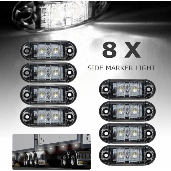 2 Feux Latéraux LED Pour Camion/remorque - 12V/24V, Rouge/blanc/jaune, étanches