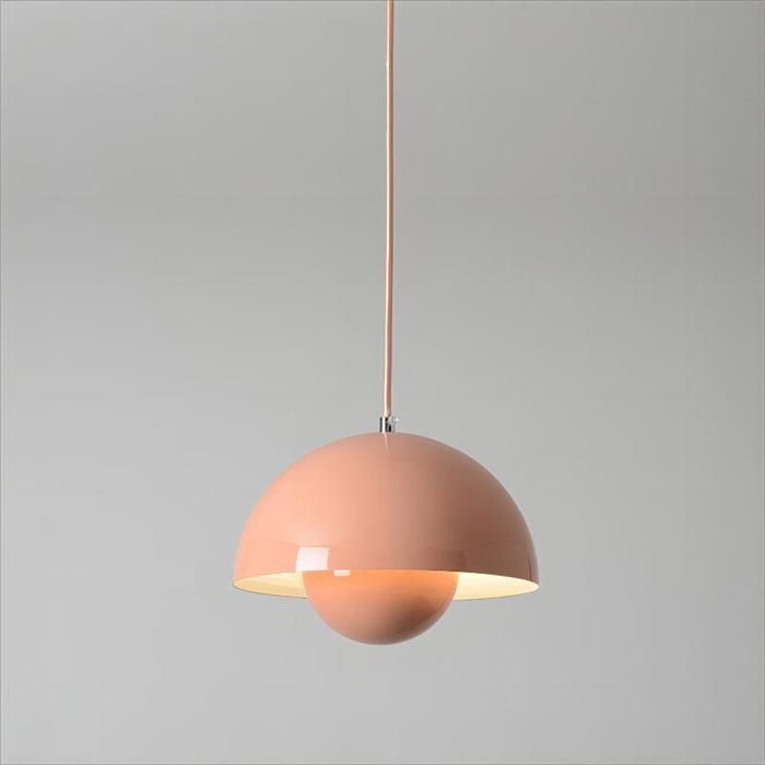 WOTTES Lustre Suspension Luminaire Moderne Style Scandinave 23*16CM Conception Lustre Pod E27 Métal rose-orange 1pcs pour Cuisine