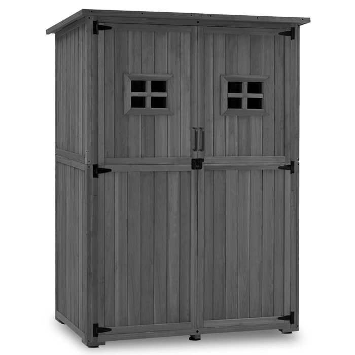 Armoire De Jardin En Bois 90x55x169 Cm - Abri De Stockage Extérieur Avec Étagères - Pour Balcon, Terrasse