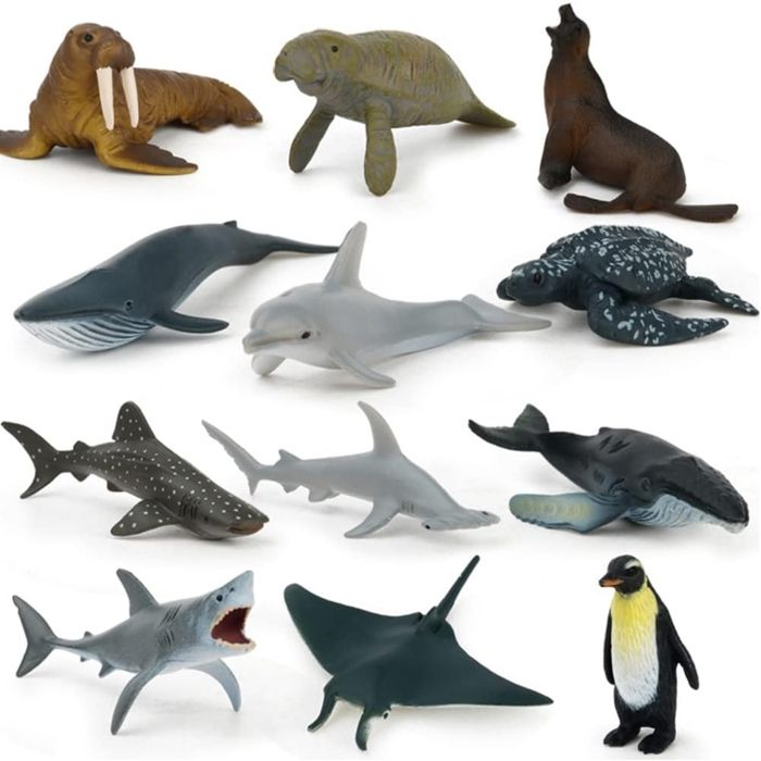 Animaux Marins, Ensemble Jouet Animaux en Plastique Cynil Min Assortis, Jouets Réalistes Vie sous La Mer Figurine Bain Jouets pour Enfant Eductif Fête Gâteau Cupacke (Pack 52