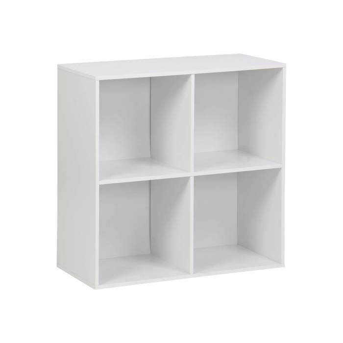 Etagère. bibliothèque. module de rangement décor bois blanc 4 compartiments L 70 x P 35 x H 70cm - Kompo Etagère. bibliothèque. module de rangement décor bois blanc 4 compartiments L 70 x P 35 x H 70cm - Kompo