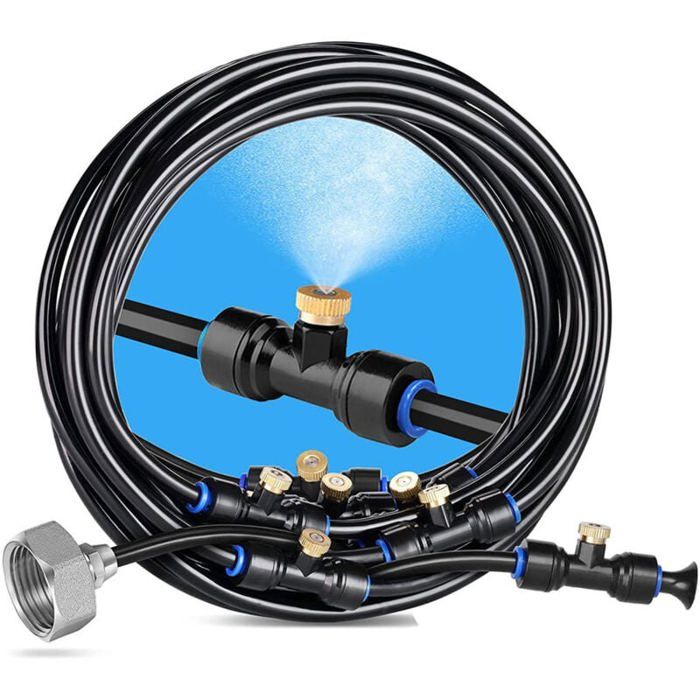 Système de Brumisation de Brouillard Brumisateur Terrasse Exterieur pour Jardin avec 25mm Adaptateur brumisateur eau Refroidissem