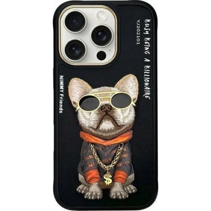 Nimmy Glasses Cool Dog Case for iPhone 16 Pro 6.3 Black - N-YJ-iP16-Pro-01