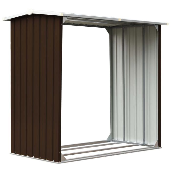 “Winter SaleTOP Portant de bois de chauffage Marron - Abri de stockage de bois Acier galvanisé 172x91x154cm Marron PRO52712