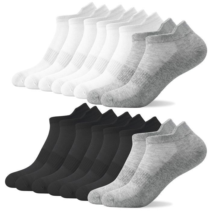 Chaussettes sport basses unisexes - 8 paires coton rembourrées respirantes - Convient pour course