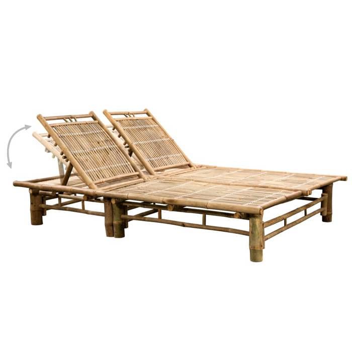 Desginer Chaise longue/Lit de repos - SOLOMON - Pour jardin - pour 2 personnes avec coussins - Bambou CC1182