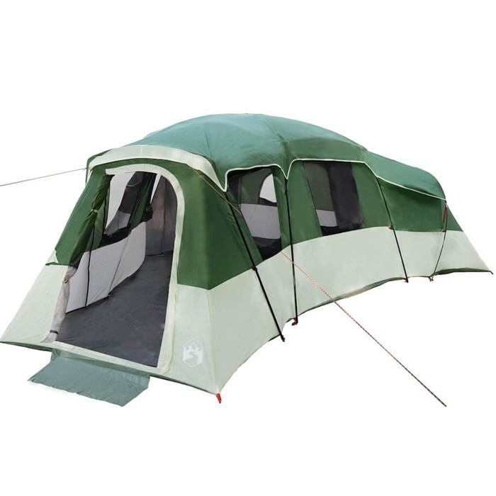 Tente familiale spacieuse - vidaXL - Vert - 762x655x218 cm - Taffetas - Imperméable - 20 personnes - 4 chambres