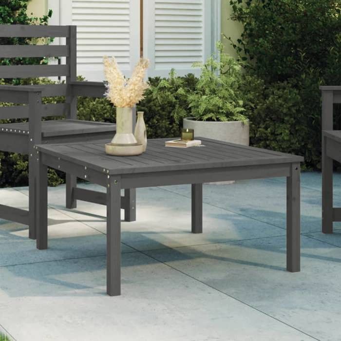 Soldes printemps Table terrasse - Gris - Table de jardin - 1 PC - gris 825x825x45 cm bois - massif de pin T539