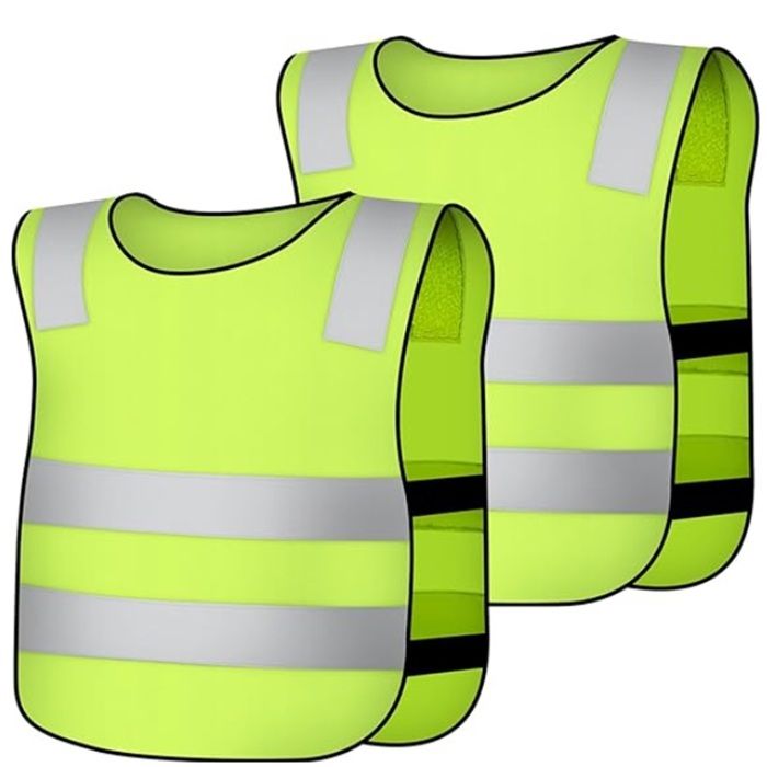 Gilet de Sécurité Enfants 2 Pièces Gilet Reflechissant Velo Enfant Gilets Réfléchissants à Haute Visibilité pour Sports de Plein Air
