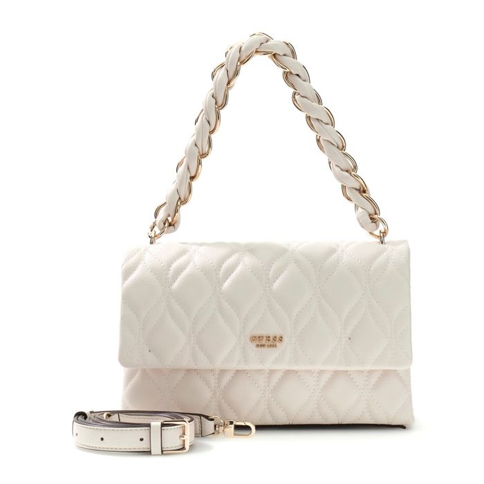 GUESS Sac à épaule bandoulière crème pour femme - Maxine Flap Crossbody Cream White 348057