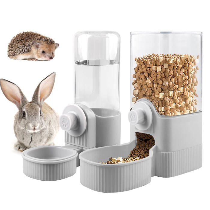 Lot de 2 gourdes en forme de lapin - 520 ml - Distributeur deau autatique pour petits animaux FONTAINE A EAU
