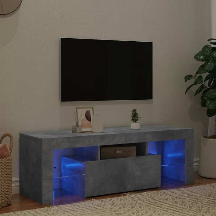 Cabinet TV à LED - 1 PC - vidaXL - Meuble TV pour Télévision - bois dingénierie - gris béton - 120 x 35 x 40 cm@wrz70a