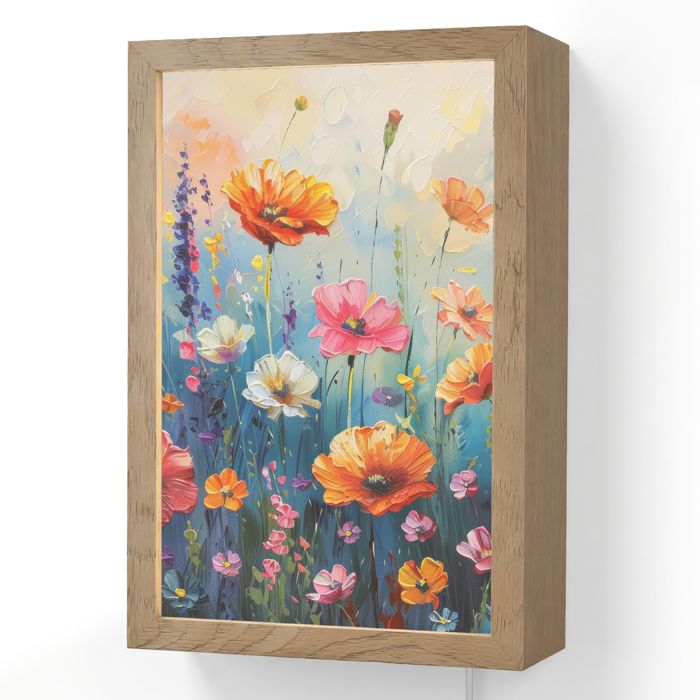 Applique Murale LED - Lampe de Chevet Murale Design - Motif Fleurs - Nature - Aquarelle - Art 20x30 cm Couleur Multicolore - OnlyWow