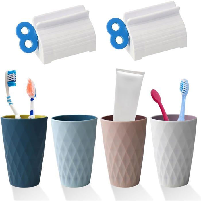 Lot De 4 Gobelets À Brosse À Dents De Qualité Supérieure : Gobelets Réutilisables En Plastique Pour AdultesAdolescents Et E[CA224]