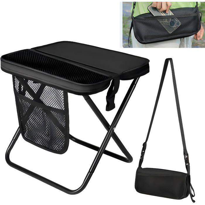 Portable Folding Stool - Small Folding Stool Camping Chair with Storage Bag Hiking