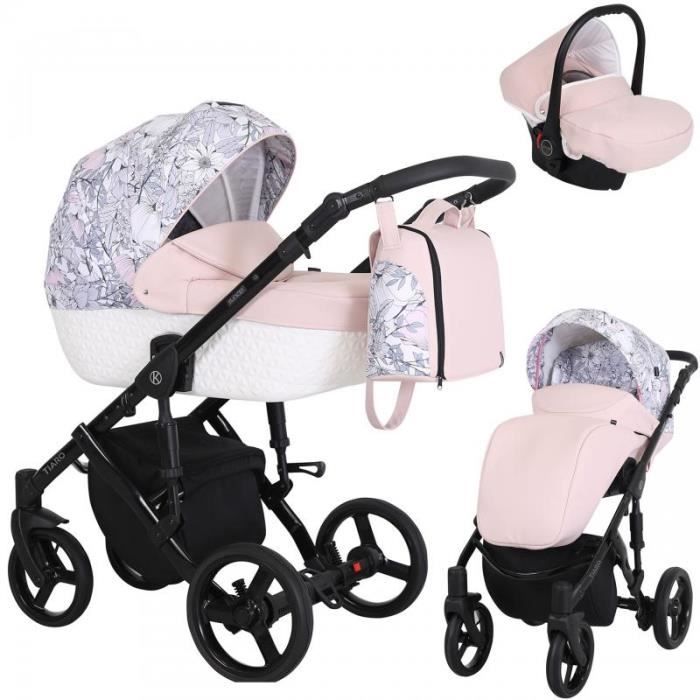 KUNERT Tiaro 3en1 Poussette bebe Jusqu a 10Kg Systeme siege auto et nacelle integre Rose Floral