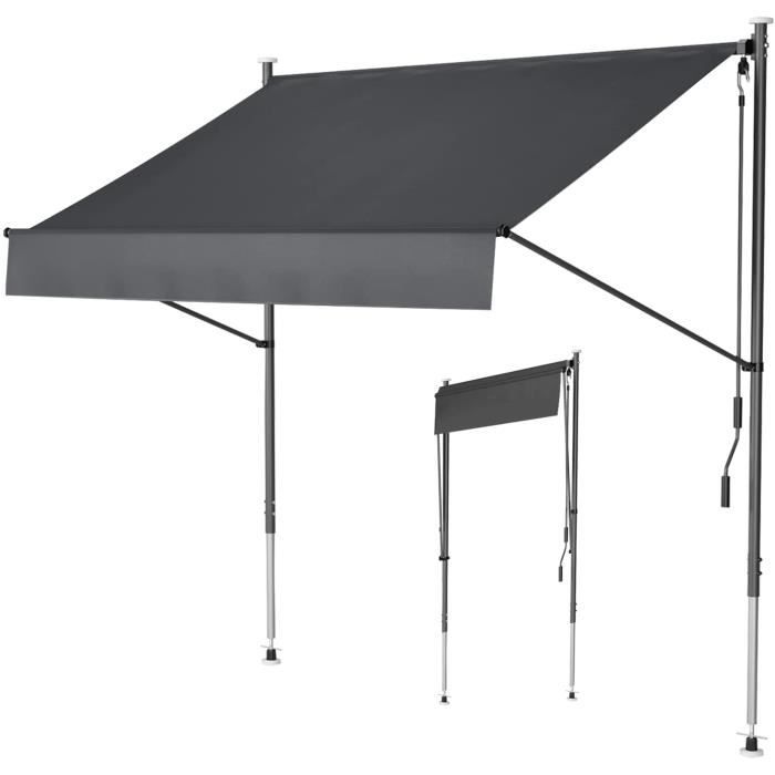 Auvent de Balcon Rétractable en Métal et Polyester, AntiUV, Réglable