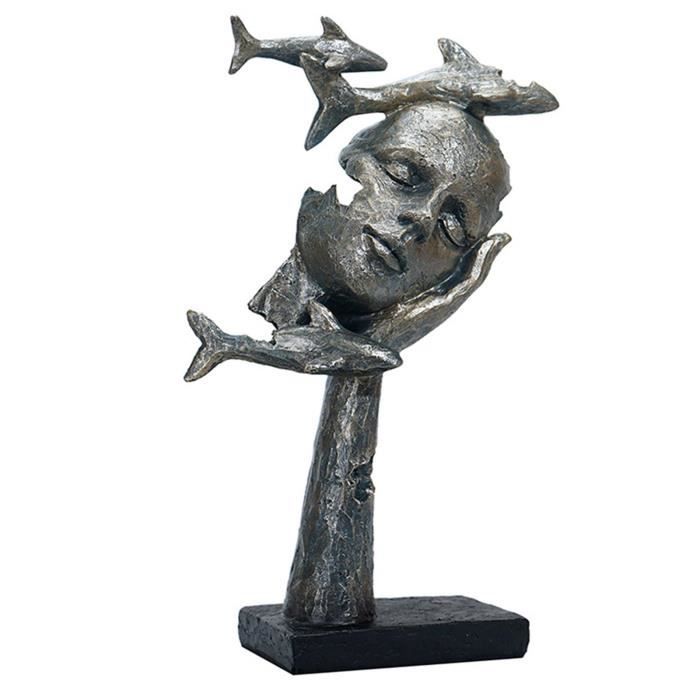 HAUCOZE Statue Dauphin En Résine 15cm - Figurine Océan Décorative, Sculpture Moderne Pour Maison Et Bureau, Cadeau Original