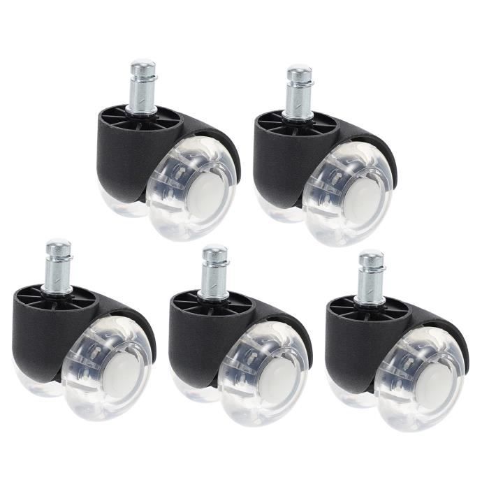 Desktronic Roulettes En Caoutchouc Lot De 5 - Roues De Remplacement 360° Pour Chaises De Bureau & Meubles, Noires 250kg 11x22mm - Fluides & Silencieuses Sur Tous Sols (Non Compatible 1KEA)