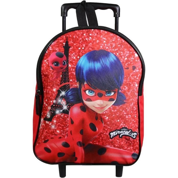 Sac Dos Roulettes 34 Cm Maternelle Miraculous Ladybug Rouge