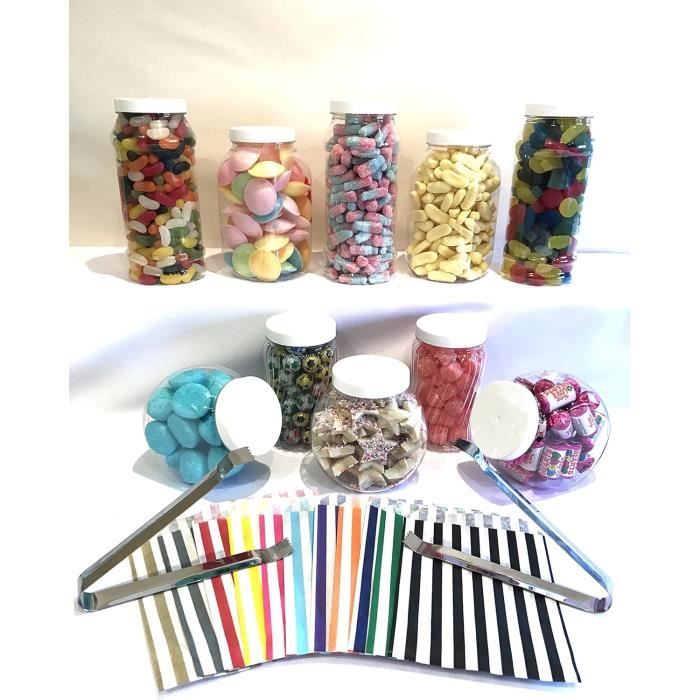 5X PLASTIQUE POTS à Bonbons 1L Variés 2 Pinces 50 Sacs Buffet Kit Fête Mariage EUR 16,64 - FR 5X PLASTIQUE POTS à Bonbons 1L Variés 2 Pinces 50 Sacs Buffet Kit Fête Mariage EUR 16,64 - FR