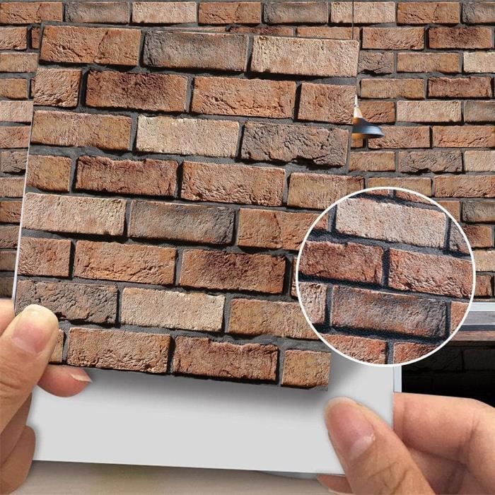 Lot De 10 Carreaux Autocollants 3D Effet Brique - 30x30 Cm, Pour Crédence Cuisine Ou Salle De Bain