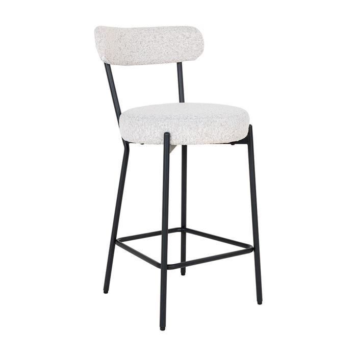 Tabouret de Bar - House Collection - Boden - Bouclette - Blanc - Design Contemporain