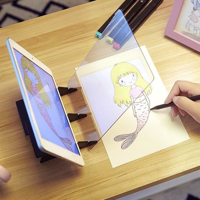 étudiants Planche à dessin optique croquis tampon de traçage de dessin portable bricolage planche à dessin miroir gradation reflète limage sur téléphone ou tablette pour enfants dessin 