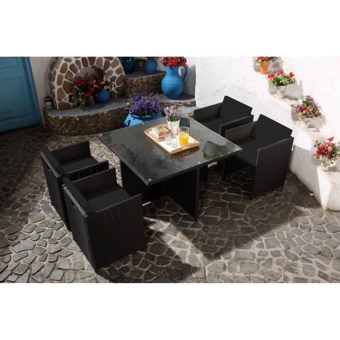 Tofino 4 Noir Noir Salon Encastrable 4 Personnes En Resine